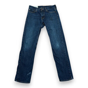 Hollister Jeans Mens 29x32 Blue Straight Low Rise Distressed Dark Wash Denim